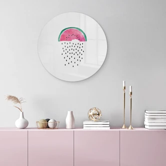 Glasbild Orara Studio - Wassermelonen Regen - Rund 