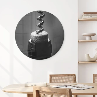 Glasbild Wein mit Korkenzieher - Pictufy Studio - Rund 