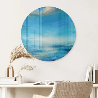 Tableau en verre L'infini en bleu - Schmucker - Rond 