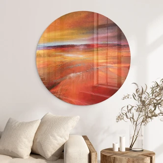 Tableau en verre Paysage d'automne au crépuscule - Schmucker - Rond 