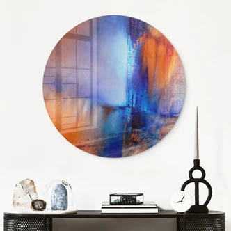 Glasbild Kontrast aus Eis und Glut - Schmucker - Rund Glasbild Kontrast aus Eis und Glut - Schmucker - Rund