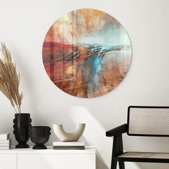 Glasbild Leuchtender Horizont am Wasser - Schmucker - Rund Glasbild Leuchtender Horizont am Wasser - Schmucker - Rund