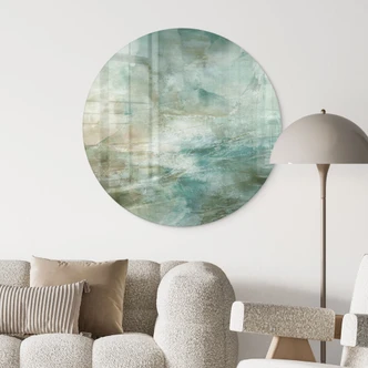 Glasbild Salbeigrünes Nebellicht - Schmucker - Rund Glasbild Salbeigrünes Nebellicht - Schmucker - Rund