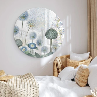 Glasbild Sir Edward - Blaue Wildwiese - Rund Glasbild Sir Edward - Blaue Wildwiese - Rund