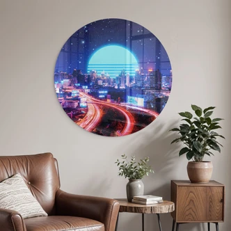 Glasbild Cyber City Bangkok - Takkar - Rund 