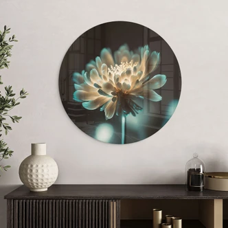 Glasschilderijen Lichtgevend bloemenhart - Treechild - Rond Glasschilderijen Lichtgevend bloemenhart - Treechild - Rond