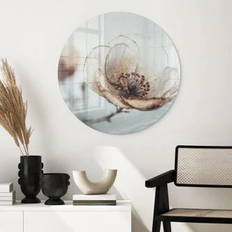 Glasschilderijen Droogbloesem Beige Natuur Poëzie - Treechild - Rond Glasschilderijen Droogbloesem Beige Natuur Poëzie - Treechild - Rond