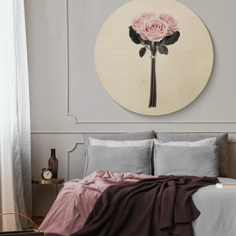Obraz drewniany Kubistika - Dzikie róże - Okrągły 