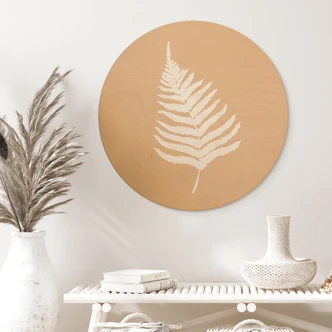 Trätavla ormbunksblad silhuett - 1X Studio - Rund 