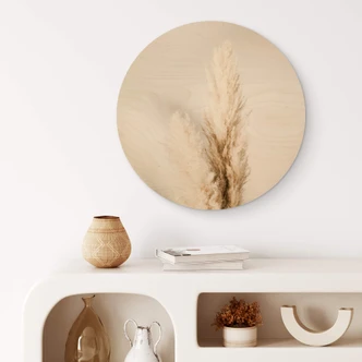 Trätavla 1X Studio - Bundet pampasgräs - Rund 