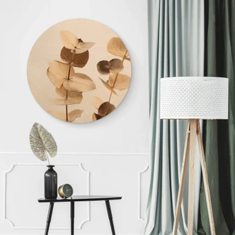 Trätavla 1X Studio - Gyllene eukalyptus - Rund 