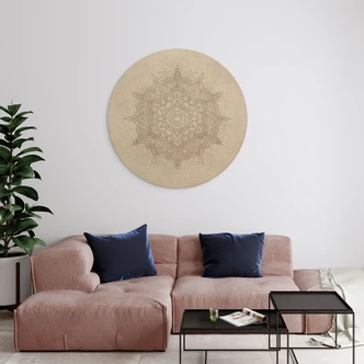 Holzbild Boho Ornament in Leinenoptik, Mandala - Bloomery Decor - Rund Holzbild Boho Ornament in Leinenoptik, Mandala - Bloomery Decor - Rund