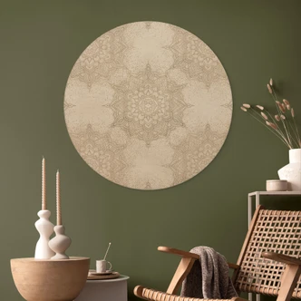 Elegant Trätavla i sandguld - Bloomery Decor - Rund 