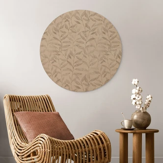 Holzbild Zarte Aquarell-Blätter - Soft Grau - Bloomery Decor - Rund Holzbild Zarte Aquarell-Blätter - Soft Grau - Bloomery Decor - Rund