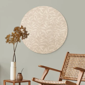 Holzbild Zarte Aquarell-Blätter - Soft Beige - Bloomery Decor - Rund Holzbild Zarte Aquarell-Blätter - Soft Beige - Bloomery Decor - Rund