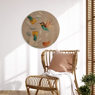 Holzbild Vogelmotiv - Kolibri Rund - Braun Holzbild Vogelmotiv - Kolibri Rund - Braun