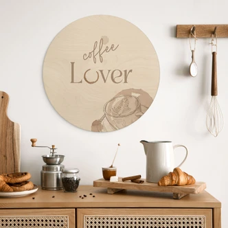 Wandcirkel Hout Coffee Lover 