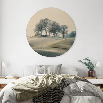 Cuadro de madera Paisaje montañoso escarchado - Eisenmann - Redondo 