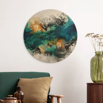 Holzbild Farbnebel abstrakt - Fedrau - Rund 