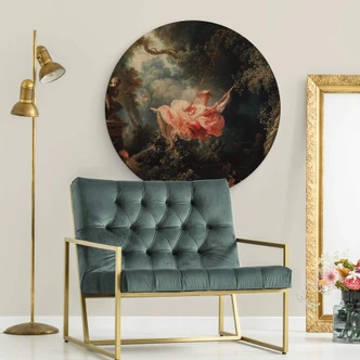 Tableau en bois Fragonard - La balançoire - Rond 
