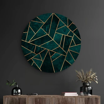 Wandcirkel Hout Fredriksson - Blue Green Emerald 