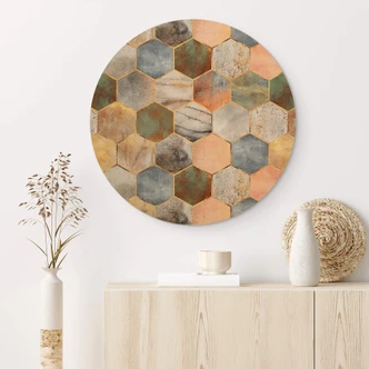 Wandcirkel Hout Fredriksson - Marmer & Parelmoer 