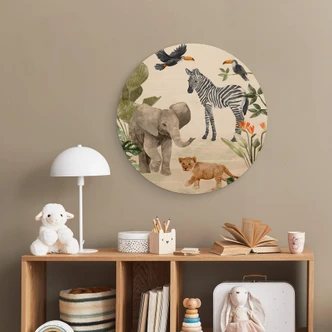 Wandcirkel Hout Goed Blauw - Jungle Babies 