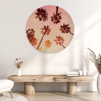 Cuadro de madera California Dreaming con vista a las palmeras - Hugonnard - Redondo 