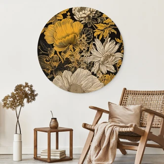 Cuadro de madera flor esplendor en ocre - Redondo - Jaszke 