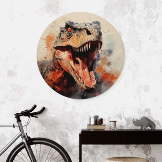 Cuadro de madera T-Rex: La cara salvaje de la prehistoria - Jaszke - Round 