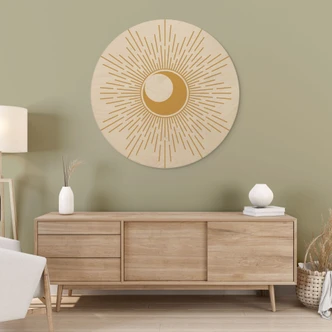 Cuadro de madera Rayos de sol dorados - KsanaKalpa - Redondo 