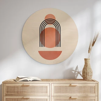 Væg cirkel træ Abstrakt geometri i ferskenfarver - Kubistika Væg cirkel træ Abstrakt geometri i ferskenfarver - Kubistika