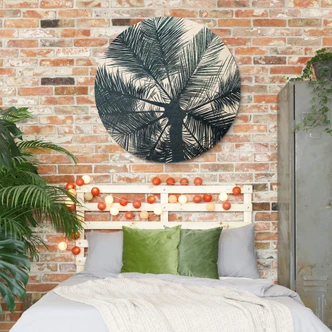 Wall Circle Wood Kubistika - Palm Tree Close Up 