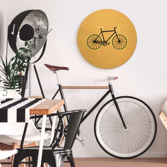 Tableau sur bois Kubistika - Bicyclette - Rond 