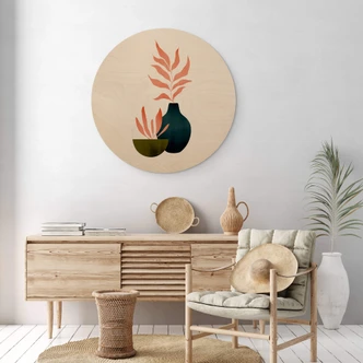 Kubistika Billede af træ - Efterårsplanter - Rund 