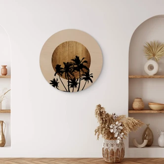 Wandcirkel Hout Kubistika - Miami Beach 