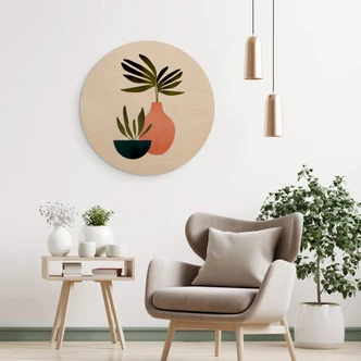 Kubistika billede af træ - Skandinavisk stilleben - Rund 