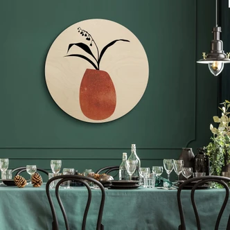 Obraz drewniany Kubistika - Zimowe kwiaty - Okrągły 