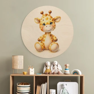 Holzbild Kleine Giraffe - Magnusson - Rund Holzbild Kleine Giraffe - Magnusson - Rund