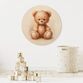 Holzbild Kleiner Teddybär - Magnusson - Rund Holzbild Kleiner Teddybär - Magnusson - Rund