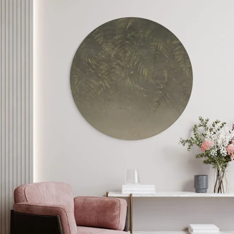 Cuadro de madera helecho en el bosque nuboso en verde - Ms Tiff - Redondo 