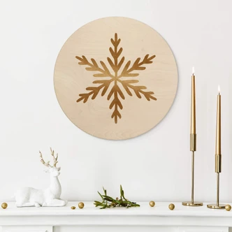 Stampa su legno Orara Studio - Fiocco di neve dorato  