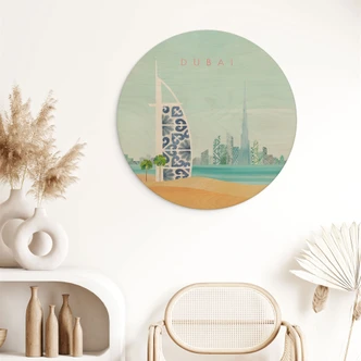 Houten Wanddecoratie Dubai strand - Burj Al Arab - Rivers - Rond 