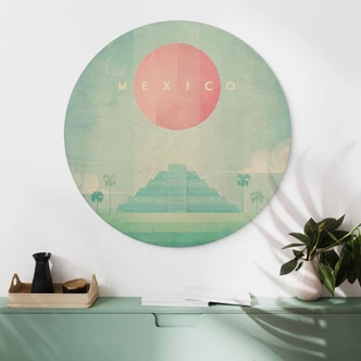 Houten Wanddecoratie tempel van Kukulcán in Chichén Itzá - Rivers - Rond 