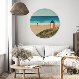 Houten Wanddecoratie vakantie aan zee met duinzicht - Rivers - Rond 
