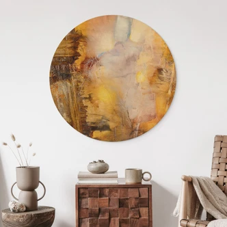 Tableau sur bois Lumière d'ambre et ombre - Schmucker - Rond Tableau sur bois Lumière d'ambre et ombre - Schmucker - Rond