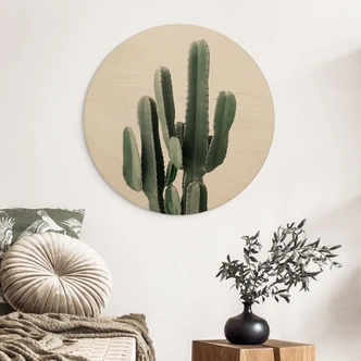 Cuadro de madera planta de cactus - Sisi & Seb - Redondo 