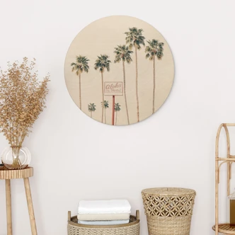 Tableau sur bois Palmiers à l'hôtel Aloha - Sisi & Seb - Rond 