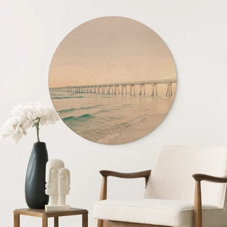 Wandcirkel Hout Pier boven zee - Sisi & Seb 