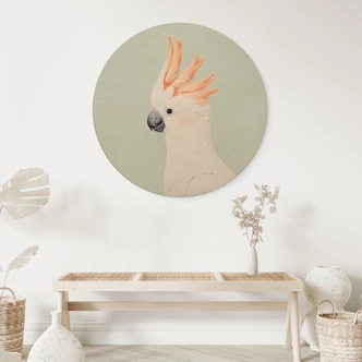 Cuadro de madera retrato animal cacatúa rosa - Sisi & Seb - Redondo 